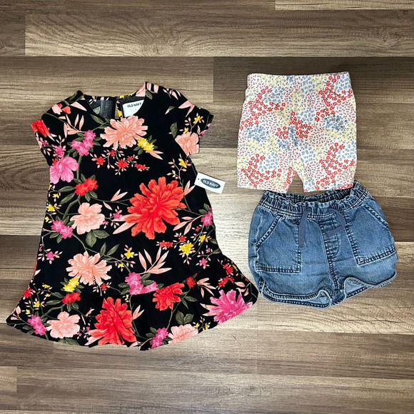 Old Navy Other - Old Navy Gap Dress Shorts Leggings Kids 3T Multicolor Floral Denim Spring Bundle